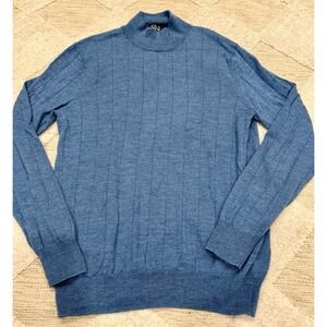 Jos A Bank Traveler Men's M Mock Neck Ribbed 100% Merino Wool Sweater Preppy